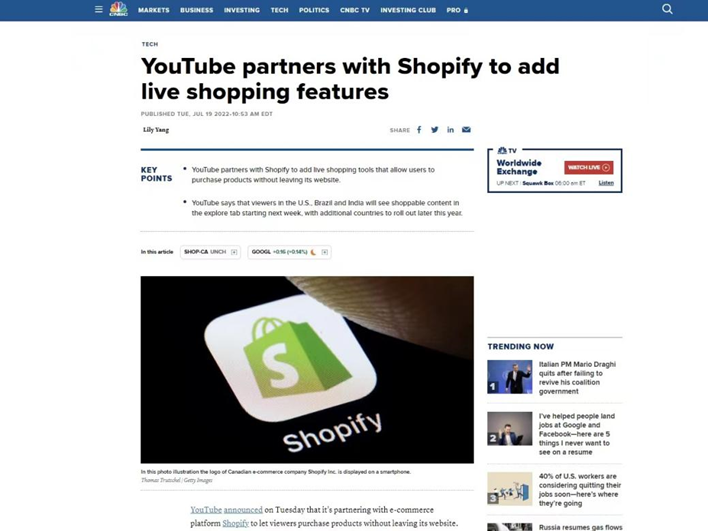 与YouTube合作，Shopify能否杀出重围